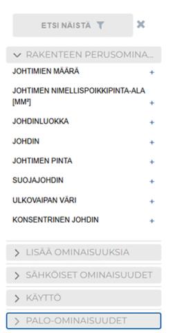 Prysmian-tuotehakemiston valikko